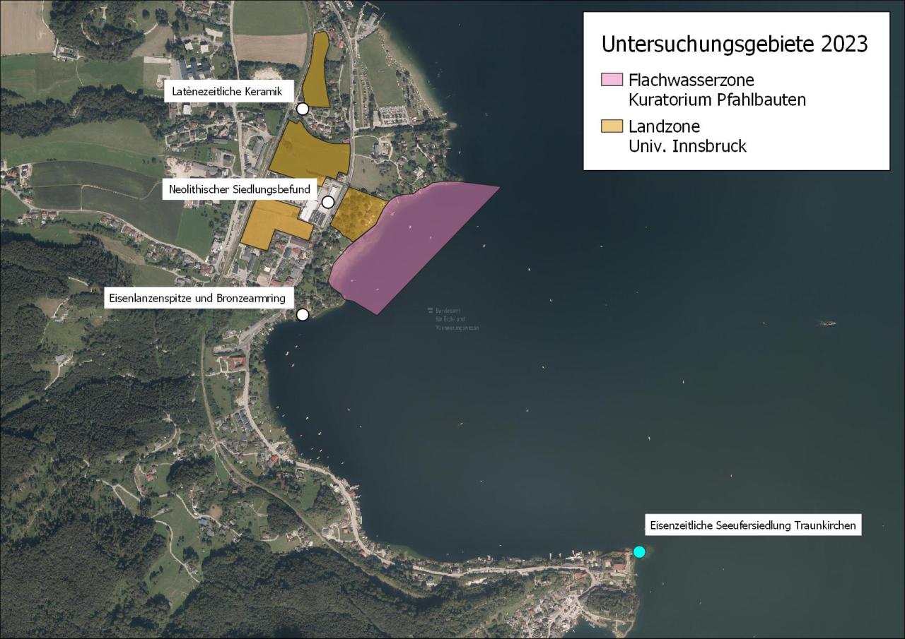 2023 werden Verdachtsflächen im Bereich der Spitzvilla in der Bucht von Winkl untersucht.