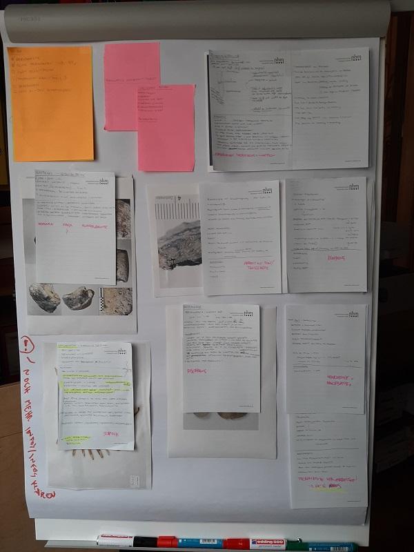Eine Magnettafel mit Notizen