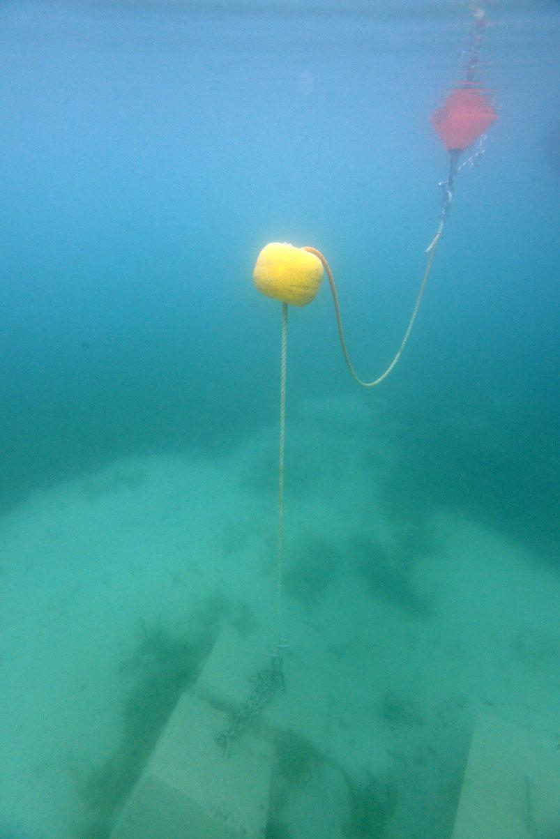 Ankerbojen unter Wasser
