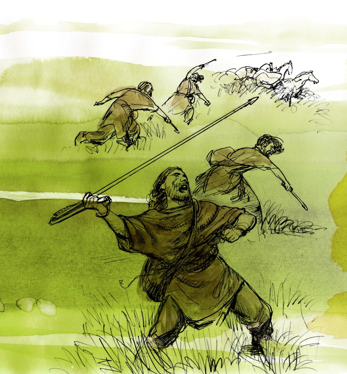 Illustration einer Speerschleuder