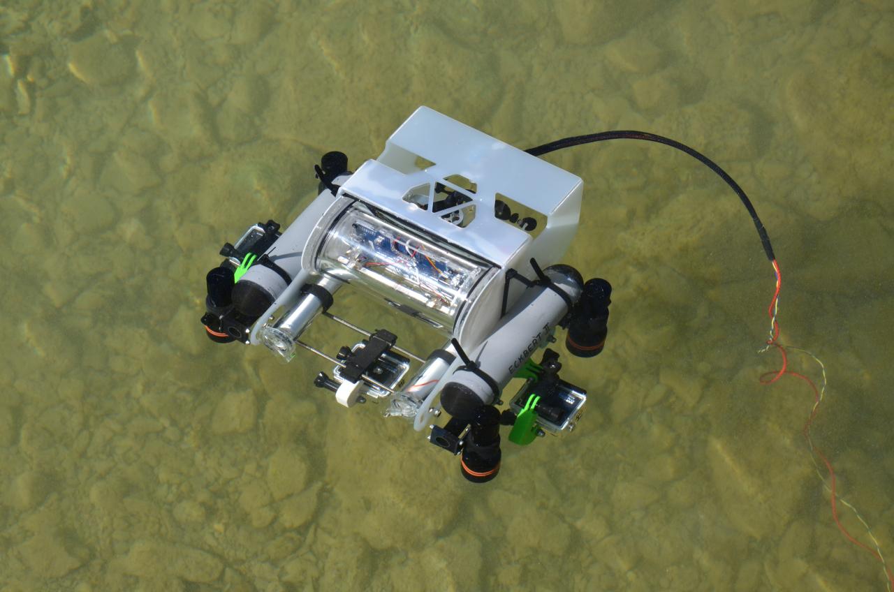 Ein Mini U-Boot schwimmt auf dem Wasser