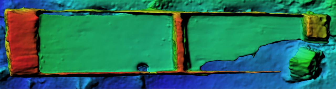 3D-Modell des Einbaums im Attersee mit Farbfilter