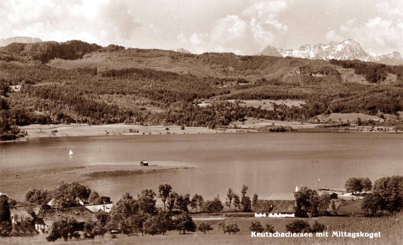Der Keutschacher See mit Mittagskogel auf einer alten Ansichtskarte