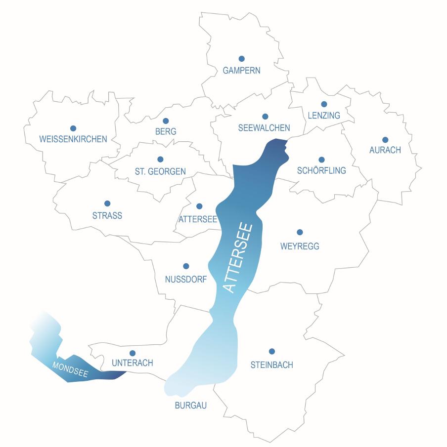 Karte der Region Attersee-Attergau