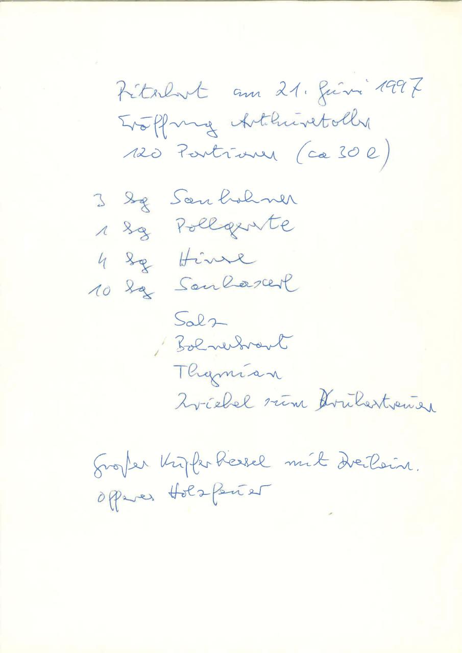 Das handgeschriebene Rezept für das Ritschert
