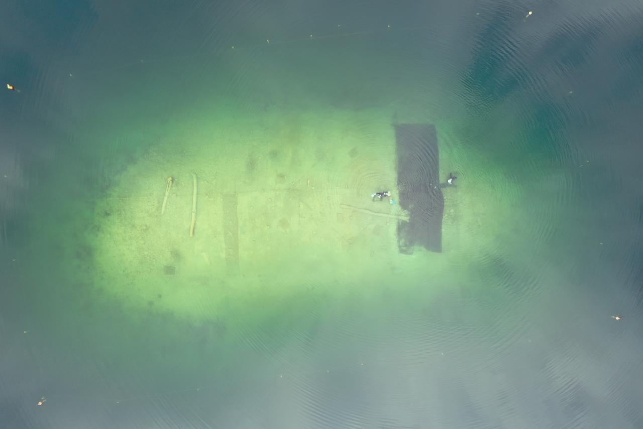 Luftbild der Abdeckfläche im Keutschacher See