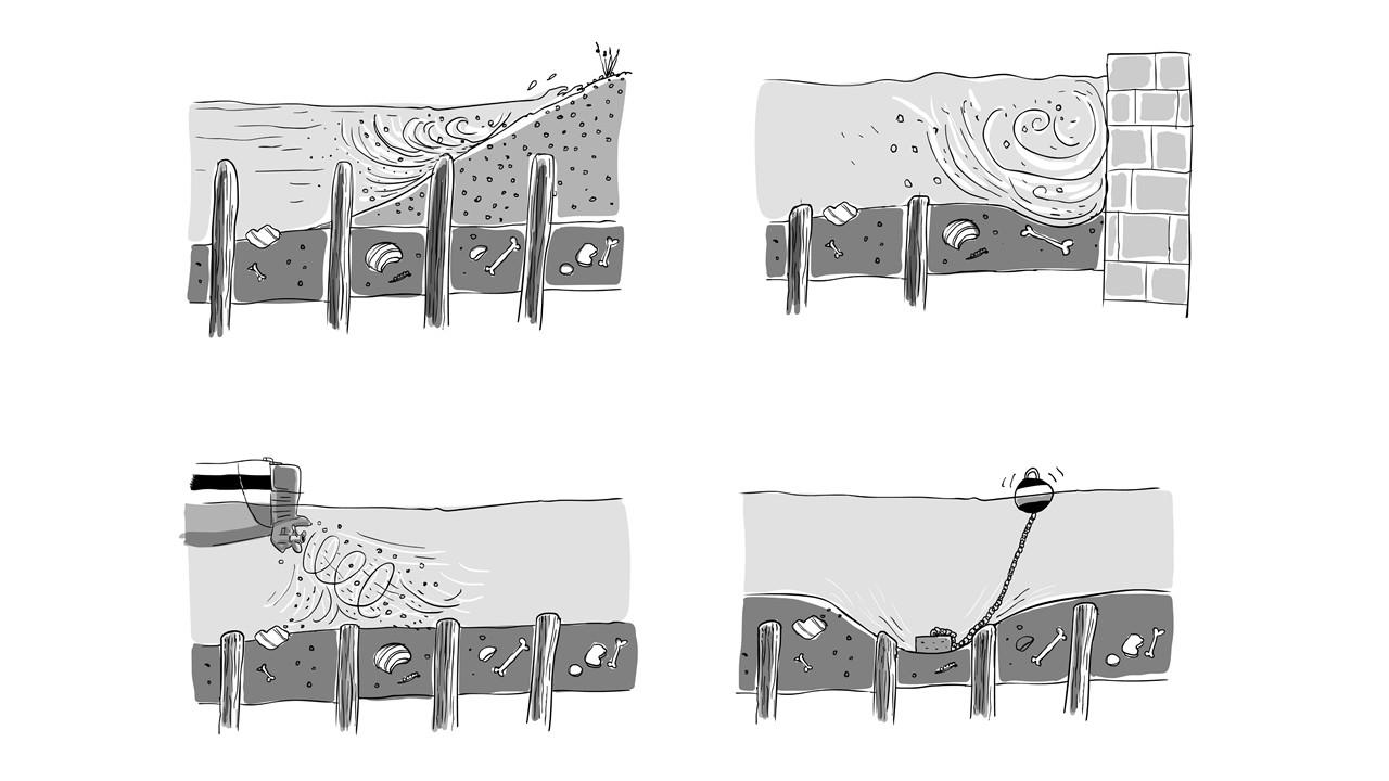Erosionsprozesse unter Wasser