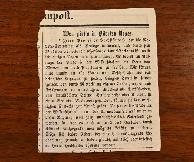 Zeitungsartikel 1864 - Hochstetter 