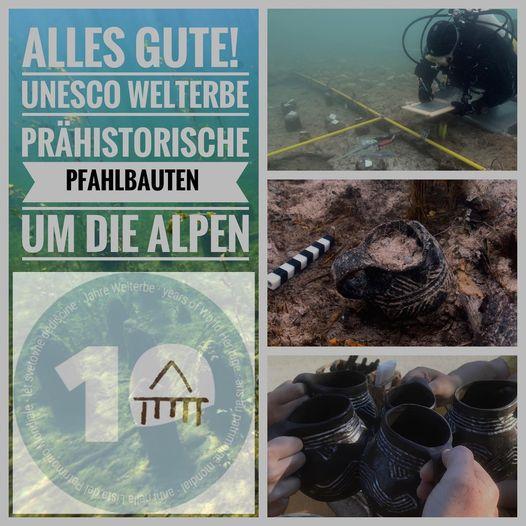 Ein Flyer des Unesco Welterbe "Prähistorische Pfahlbauten um die Alpen"