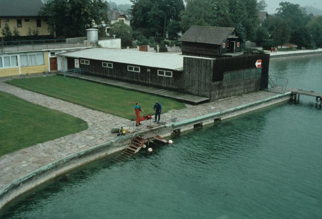 Das Strandbad in Seewalchen, vom Sprungturm aus fotografiert