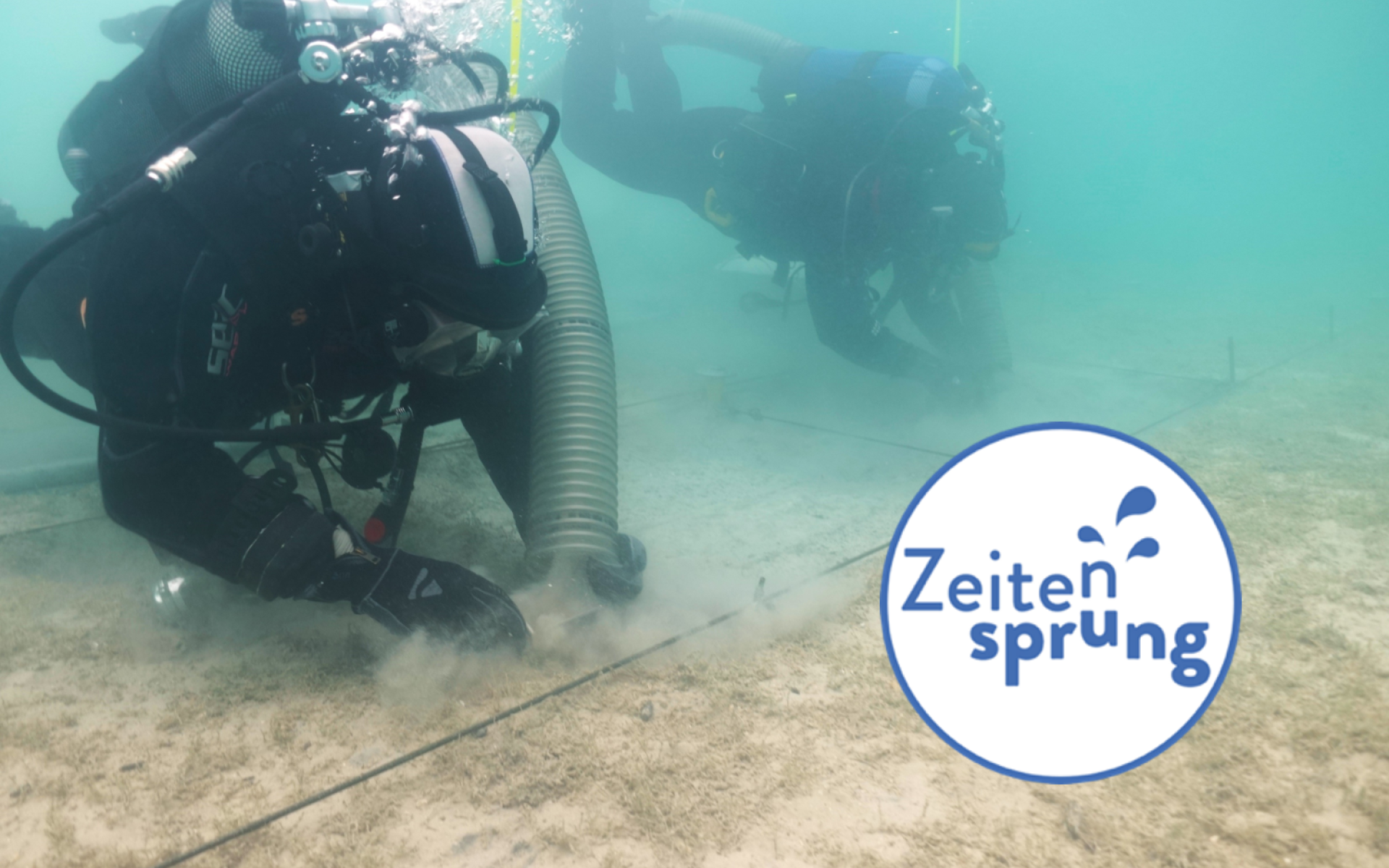 Ausgrabung unter Wasser im Projekt Zeitensprung.