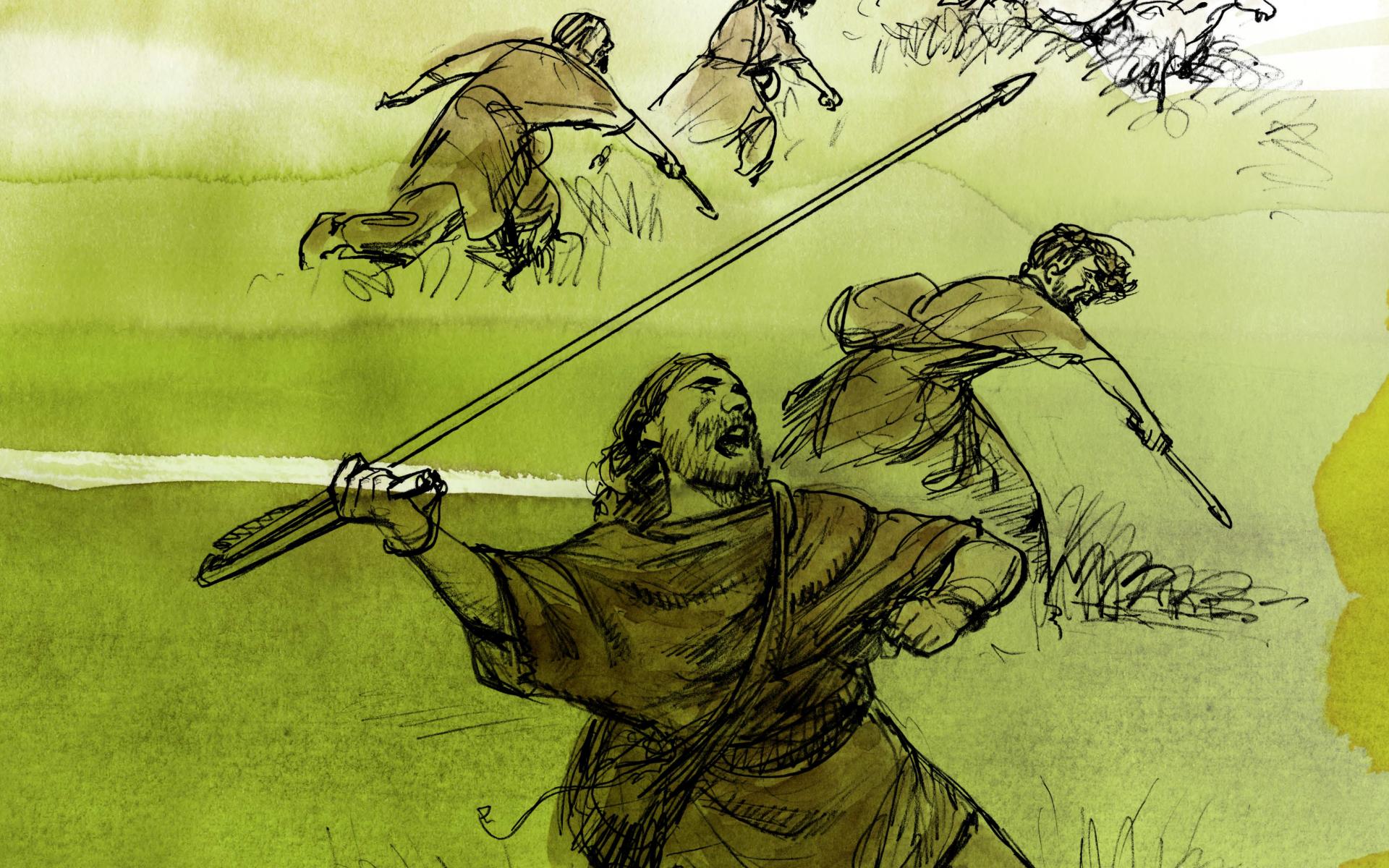 Illustration einer Speerschleuder