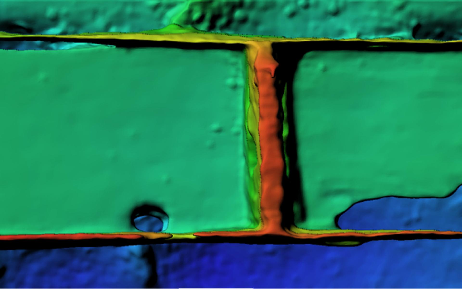 3D-Modell des Einbaums im Attersee mit Farbfilter
