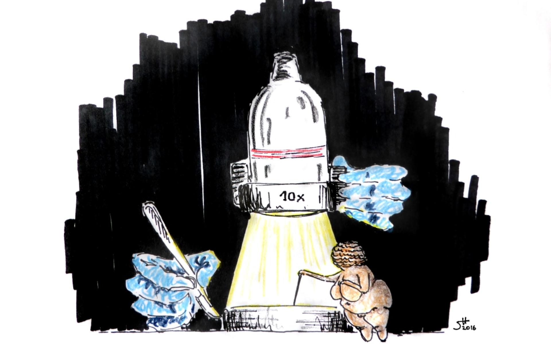 Die "Frau von Willendorf" in einem Cartoon