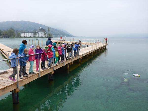Schulklassenbesuch bei den Arbeiten an den Pfahlbauten von Seewalchen 2014