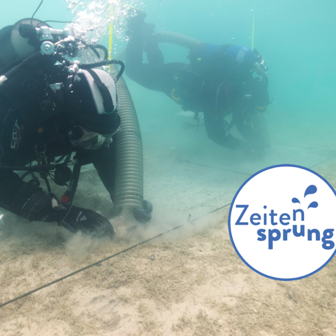 Ausgrabung unter Wasser im Projekt Zeitensprung.