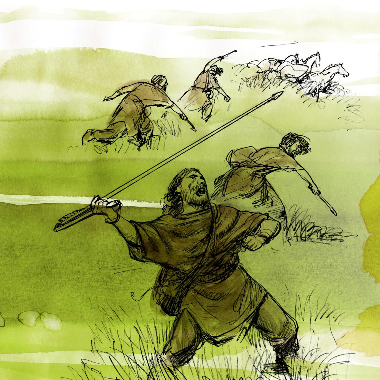 Illustration einer Speerschleuder