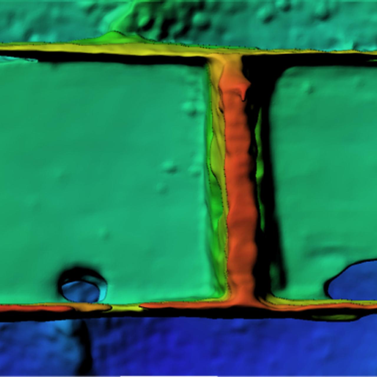 3D-Modell des Einbaums im Attersee mit Farbfilter