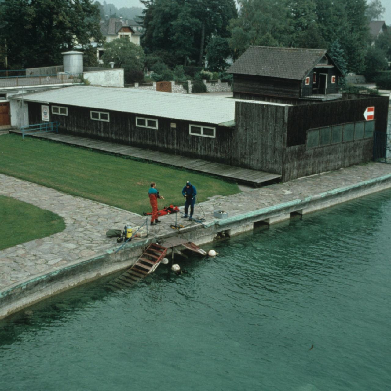 Das Strandbad in Seewalchen, vom Sprungturm aus fotografiert