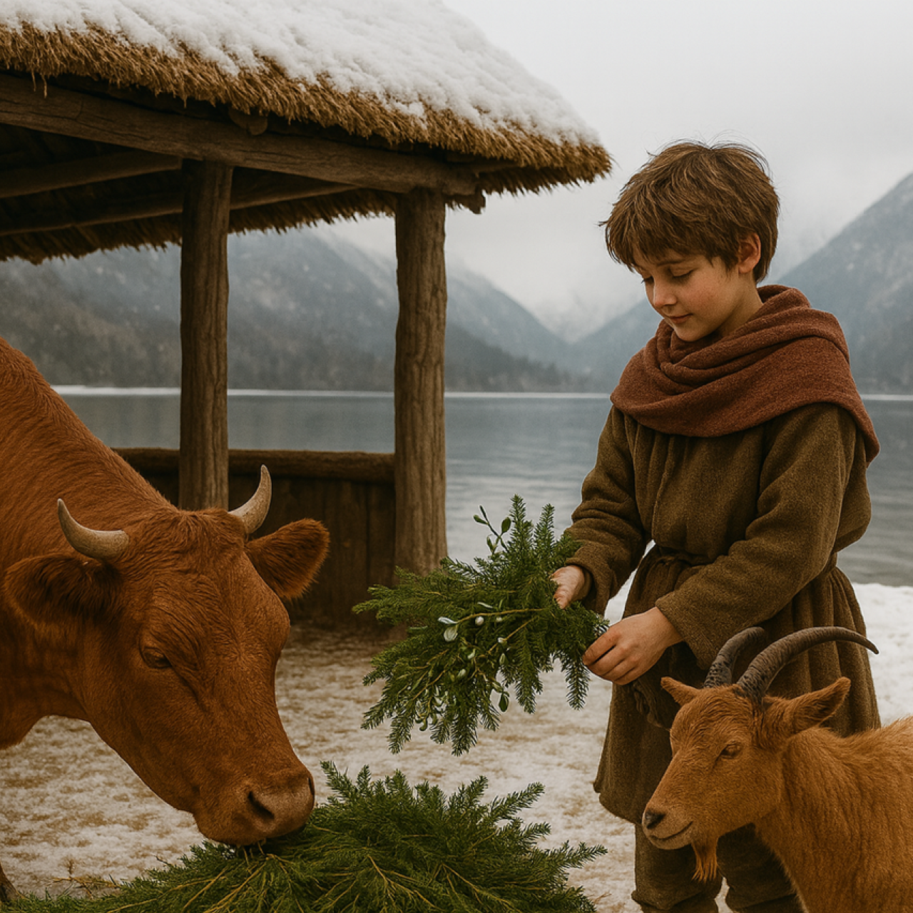 Winterfütterung im Pfahlbaudorf
